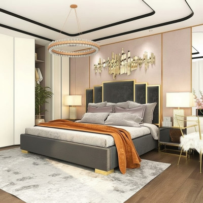 Bett 2x Nachttisch 3 tlg Schlafzimmerset Design Modern Luxus Nachttische