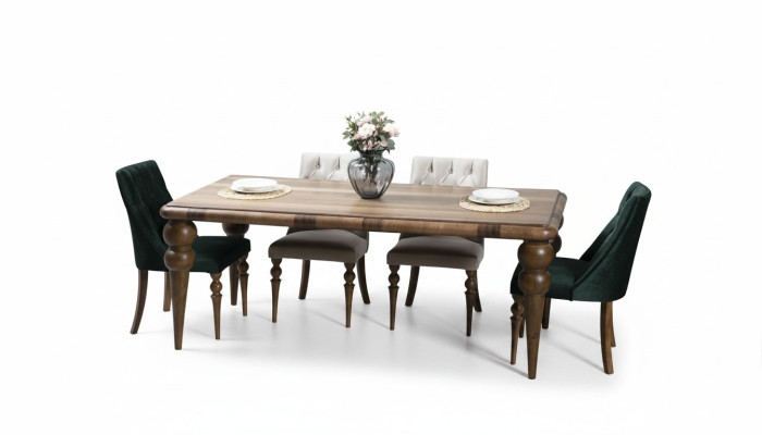 Esszimmer Möbel Luxus Set Esstisch 4x Stühle Modernes Design Holz Stil