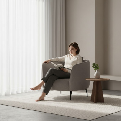 Taupe Moderner Sessel Wohnzimmer Einsitzer Luxus Design Polster Möbel Lounge
