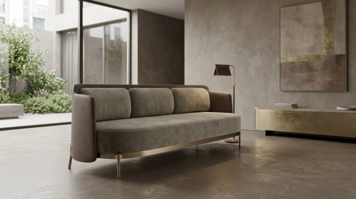 Modernes Sofa 3 Sitzer Wohnzimmer Polster Textil Luxus Couch 228cm Stoff