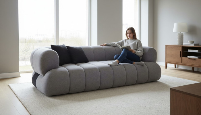 Graues Polstersofa Luxus 3-Sitzer Couch Polster Wohnzimmer Sofas Couchen