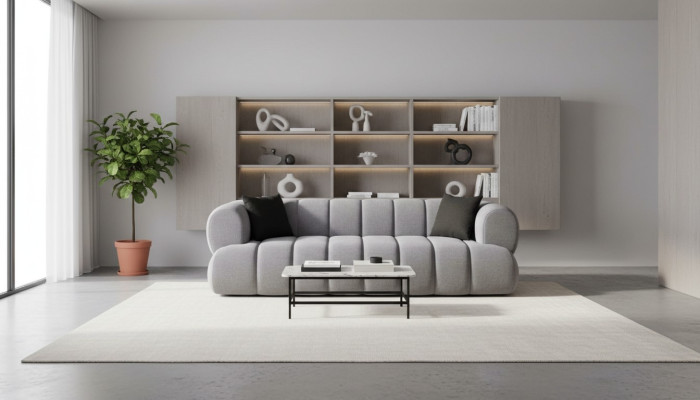 Graues Polstersofa Luxus 3-Sitzer Couch Polster Wohnzimmer Sofas Couchen