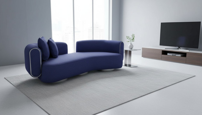 Blauer Dreisitzer Luxus 3 Sitzer Couch Moderne Sitzmöbel Wohnzimmer