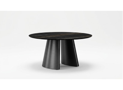 Designer Schwarzer Rundtisch Edelstahl Möbel Esszimmertisch Luxus Tische