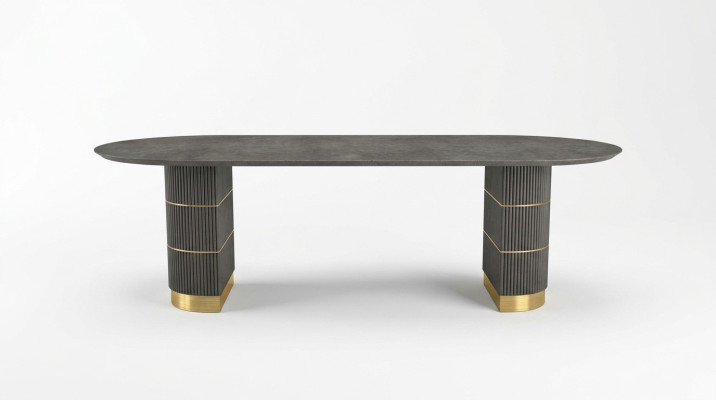 Grauer Designer Esstisch Esszimmer Möbel Mit Metallfüßen Holzgestell Tisch