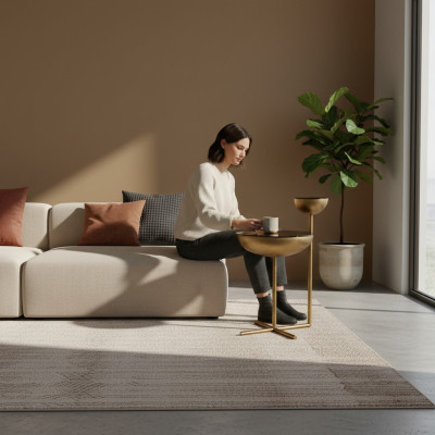 Moderner Beistelltisch Mit Glasplatte Designer Runder Couchtisch Stil