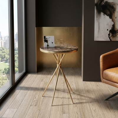 Runder Beistelltisch Luxus Edelstahltisch Wohnzimmer Möbel mit Stahlbein