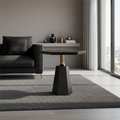 Schicker Schwarzer Sechseckiger Beistelltisch Wohnzimmer Couchtisch Tisch
