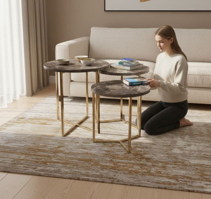 Designer 3x Marmor Beistelltische Luxus Wohnzimmer Tische Couchtische Tisch