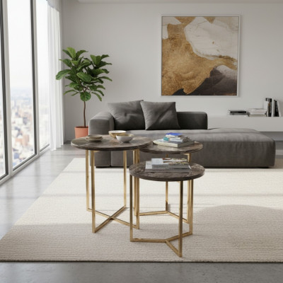 Designer 3x Marmor Beistelltische Luxus Wohnzimmer Tische Couchtische Tisch