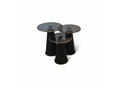 Modernes Schwarzes Beistelltisch Set 3x Luxus Wohnzimmer Couchtische Neu