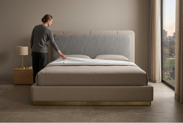 Schlafzimmer Beige Bett Holz Modern Designen 180x200 Design Betten Möbel