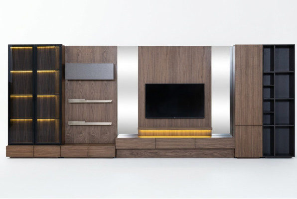Wohnzimmer Wohnwand rtv Lowboard Holz Braun Möbel Fernseh Neu xxl 530cm