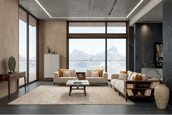Luxus 4tlg Wohnzimmer Set Sofa 3+2+1 Sitzer mit Couchtisch Modernen Design