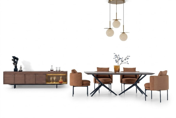 Esszimmer Modernen Set Tisch 4x Stuhle Anrichte Luxus Designer Set