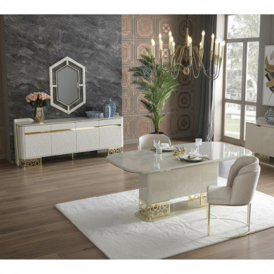 Modernen Esszimmer Set Möbel Esstisch 4x Stühle Anrichte Kommode 6tlg