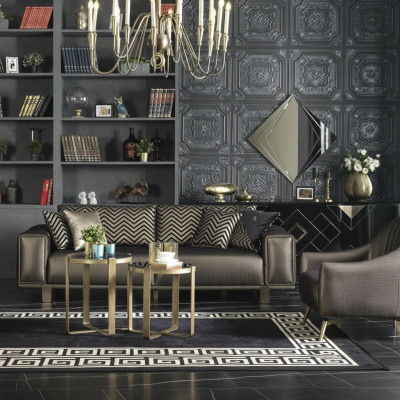 Sofa 3 Sitzer mit Sessel Luxus Designen 3+1 Sitz Couchgarnitur Möbel