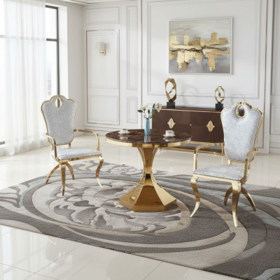 Esstisch Möbel Luxus Holz Modern Edelstahl Wohnzimmer Design Neu Gold