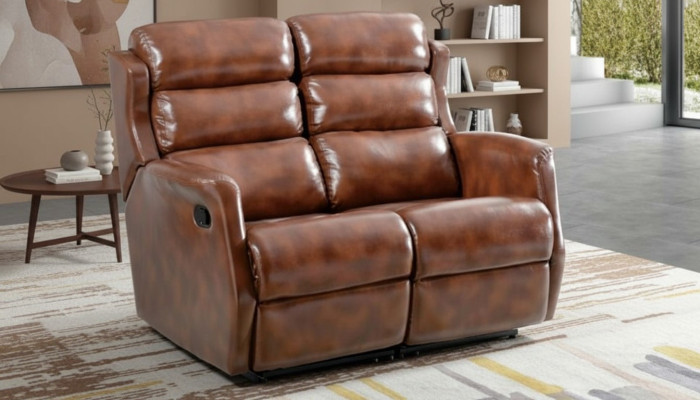 Sofa 2 Sitzer Braun Sofas Stil Luxus Wohnzimmer Modernes Design Kunstleder