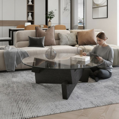 Couchtisch Design Möbel Luxus Neu schwarz Modern Wohnzimmer Holz Glas