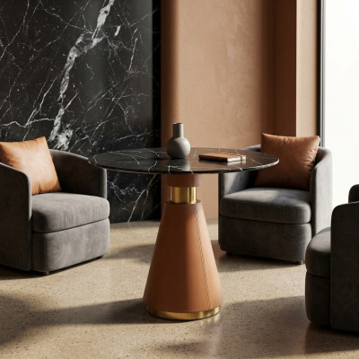 Esszimmertisch Runder Esstisch schwarz Rund Tisch Stil Modern Edelstahl Luxus