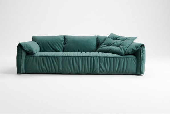 Blauer Dreisitzer Wohnzimmer Sofas 3-Sitzer Couch Textil Möbel Stoff Sofas