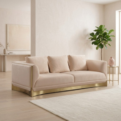 Sofa 3 Sitzer Sofas Wohnzimmer Luxus Stil Modern beige Couch Möbel