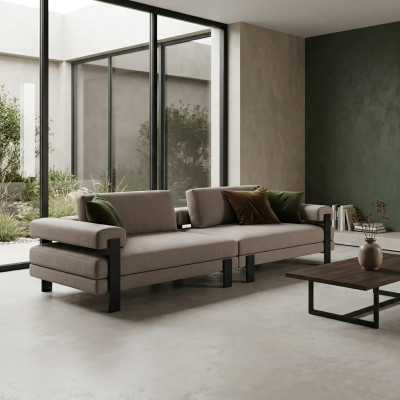 Sofa 2 Sitzer Textil Holz Modern Sofa Polster Couch Design Luxus Neu