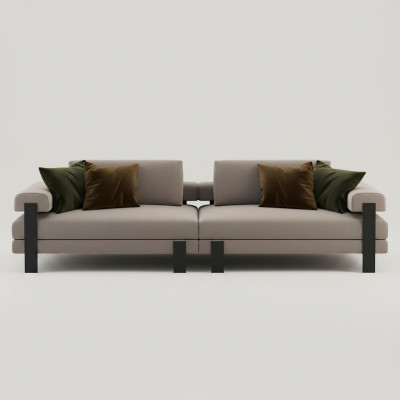 Sofa 2 Sitzer Textil Holz Modern Sofa Polster Couch Design Luxus Neu