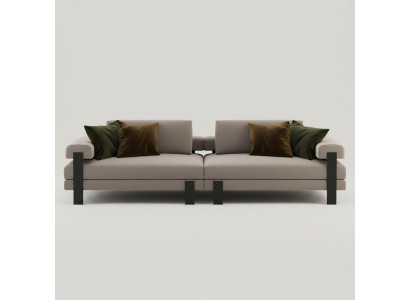 Sofa 2 Sitzer Textil Holz Modern Sofa Polster Couch Design Luxus Neu