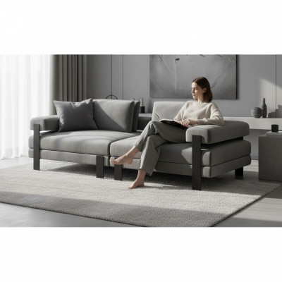 Luxus 2 Sitzer Couch Italienischer Stil Sofa Polyester Grau Wohnzimmer