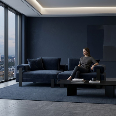 Sofa 2 Sitzer Polstersofa Blau Textill Design Modern Couch Sofas Luxus