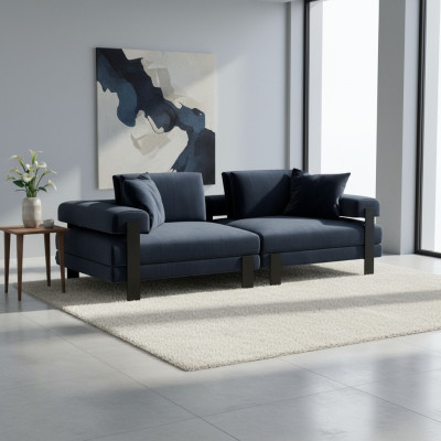 Sofa 2 Sitzer Polstersofa Blau Textill Design Modern Couch Sofas Luxus