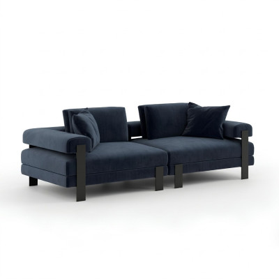 Sofa 2 Sitzer Polstersofa Blau Textill Design Modern Couch Sofas Luxus