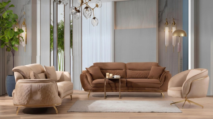 Sofagarnitur in Italienischem Stil Komplett Set 3+3+1+1 Sitzer Garnitur