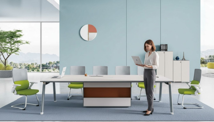 Großer Schreibtisch Büroeinrichtung Team Tisch Designer Büromöbel