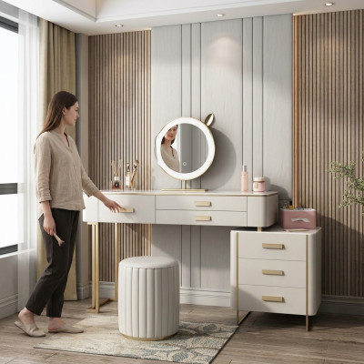 Schlafzimmer Schminktisch Frisiertisch Kosmetiktisch Spiegel Schubladen