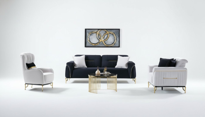 Design Wohnzimmer Set Sofagarnitur 3+3+1 Wohnzimmer Möbel Garnituren Samt