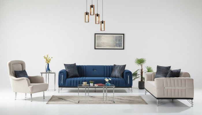 Modern Sofagarnitur 3+3+1 Sitzer Sessel Textil Sofa 3tlg. Set Design Neu
