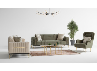 Exklusives Sofagarnitur set 3+3+1 3tlg 2x Sofa Relax Sessel Luxuriöses Set