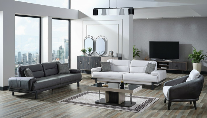 Sofagarnitur 3+3+1 Sitzer Textil Modern Komplett Sessel Sofa 3 Sitzer Luxus