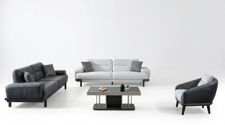Sofagarnitur 3+3+1 Sitzer Textil Modern Komplett Sessel Sofa 3 Sitzer Luxus