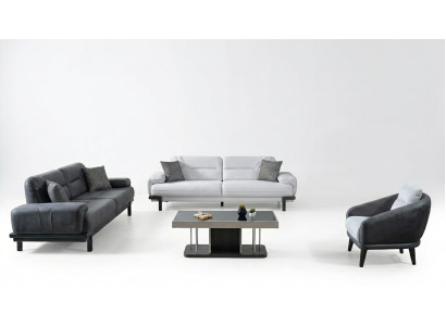 Sofagarnitur 3+3+1 Sitzer Textil Modern Komplett Sessel Sofa 3 Sitzer Luxus