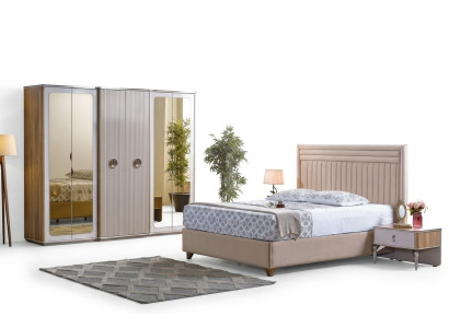 Modern Schlafzimmer Set Bett 2x Nachttische Schrank Neu Luxus