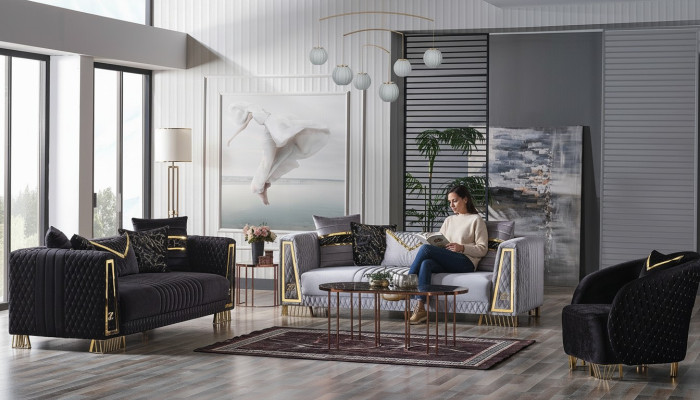 Sofagarnitur 3+3+1 Sitzer Chesterfield Barock Stil Garnitur Set 3tlg. Sofa Relax