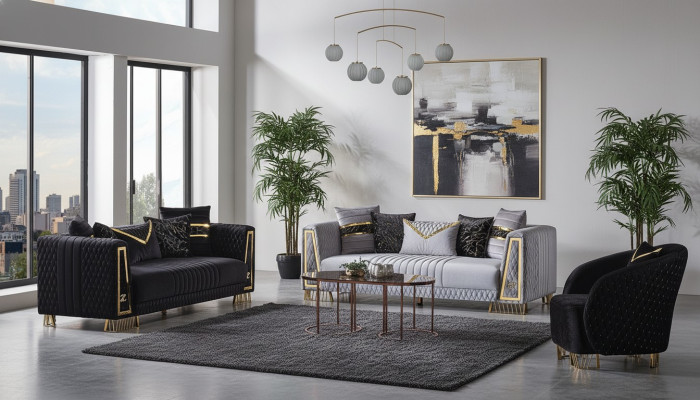 Sofagarnitur 3+3+1 Sitzer Chesterfield Barock Stil Garnitur Set 3tlg. Sofa Relax