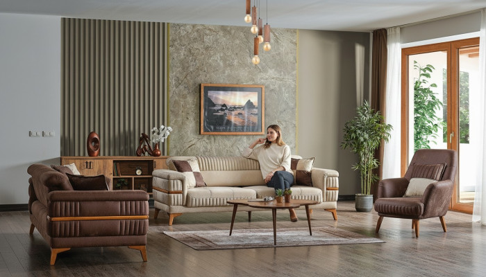 Designer Sofagarnitur 3+3+1 Sitzer Couch Polster Sitzgarnitur Set Luxus Neu