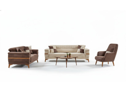 Designer Sofagarnitur 3+3+1 Sitzer Couch Polster Sitzgarnitur Set Luxus Neu