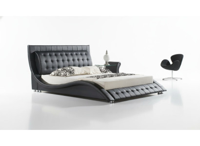 Bett Doppelbett Schwarz Polsterbett Schlafzimmer Modern 180x200