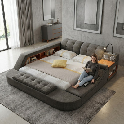 Design Bett Polster Betten Hotel Massage Funktion Multifunktion Regal